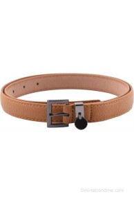 Buckle Up Women Casual Tan Artificial Leather Belt(Tan)